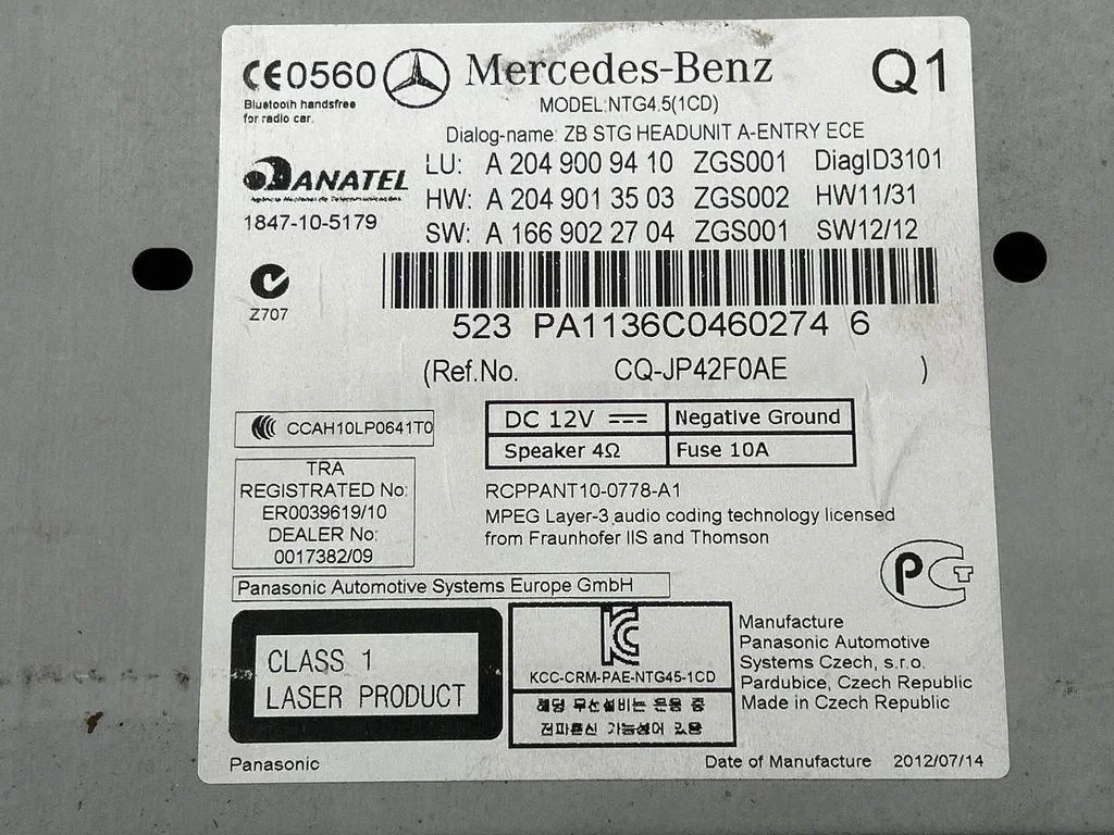 Navi-radio Mercedes C-sarja W204 A1669022704 image 4
