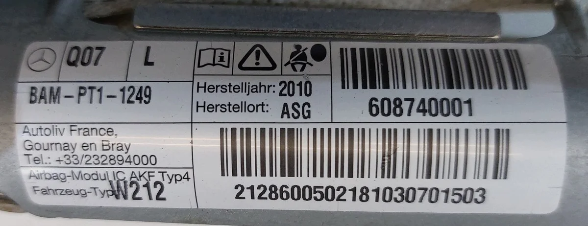 Airbag-Vorhang links Mercedes W212 A2128600502 thumbnail 1