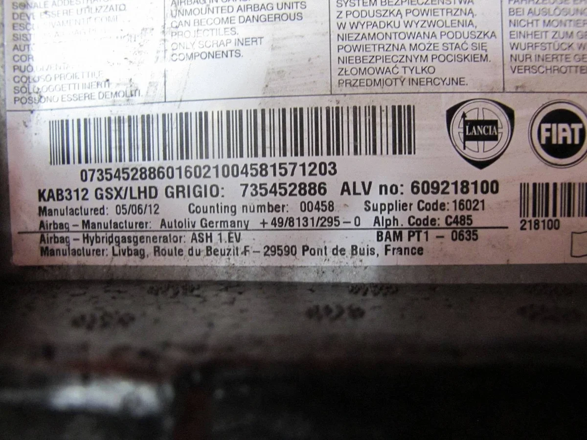 FIAT 500 Airbag Kit 735452882 image 7