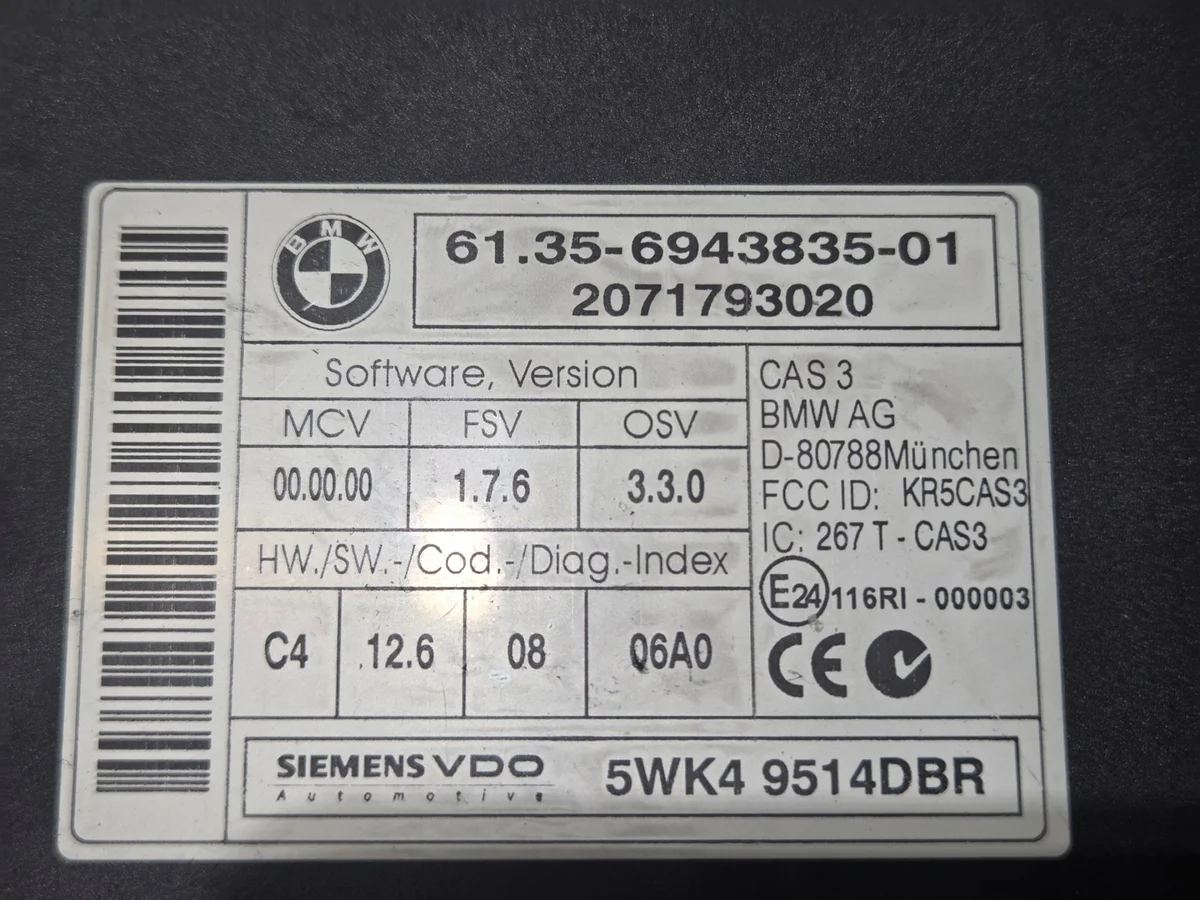 Módulo CAS BMW E60 OE 6943835 image 3
