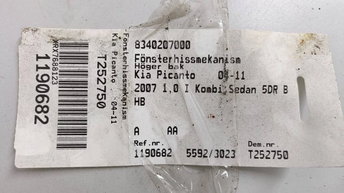 Fönsterhissmekanism bak höger KIA Picanto 8340207000 thumbnail 3