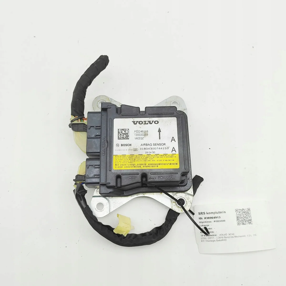 Módulo Airbag Volvo XC40 0285013159 2018