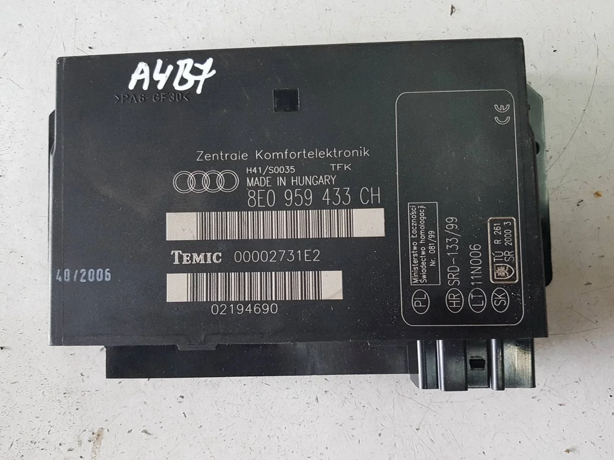 Control Unit Audi A4 B7 I8E0959433CHI 2004-2007