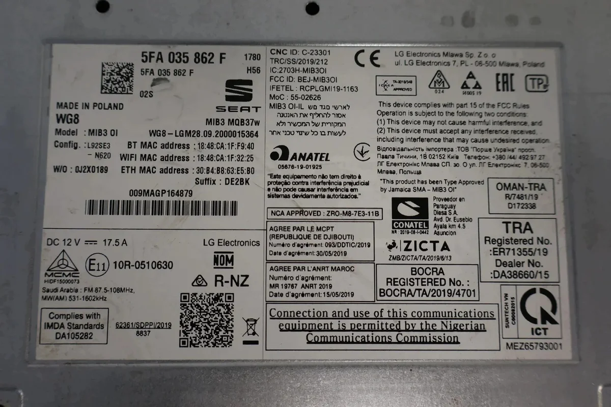 SEAT MIB3 ohjausyksikkö 5FA035862F image 6