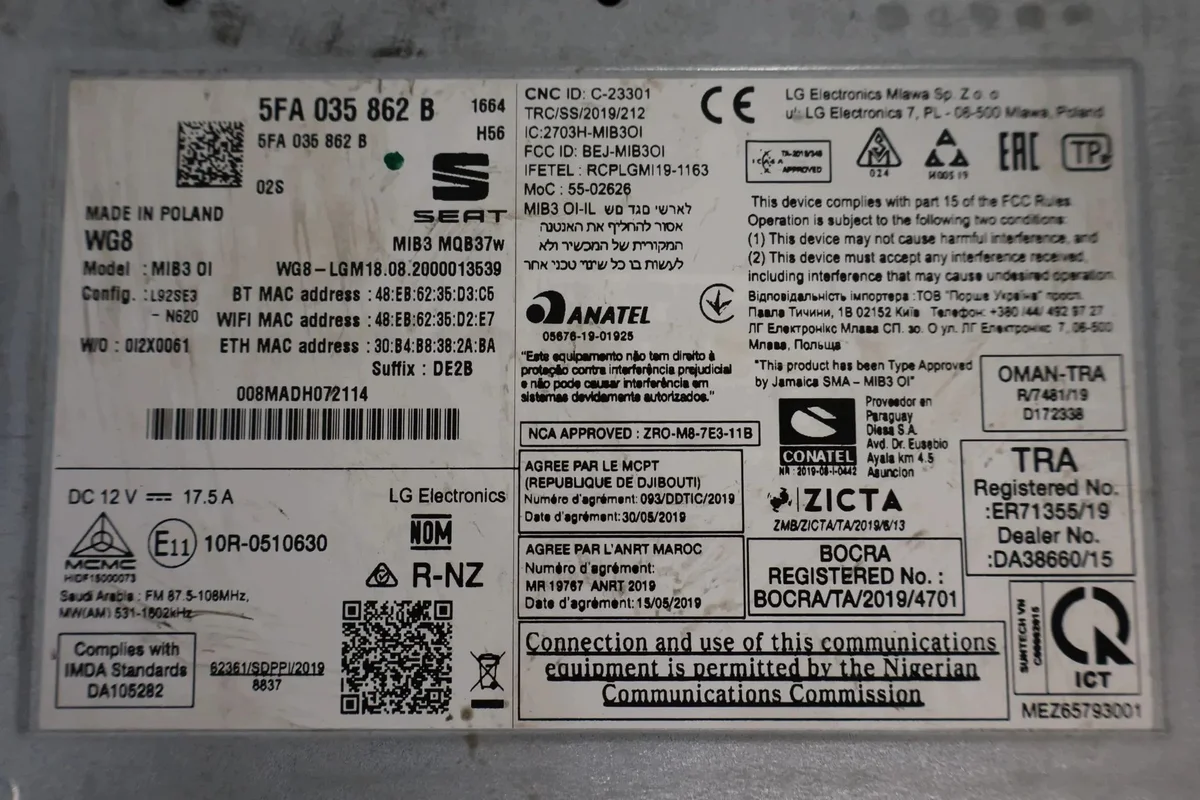 SEAT MIB3 ohjausyksikkö 5FA035862F image 7