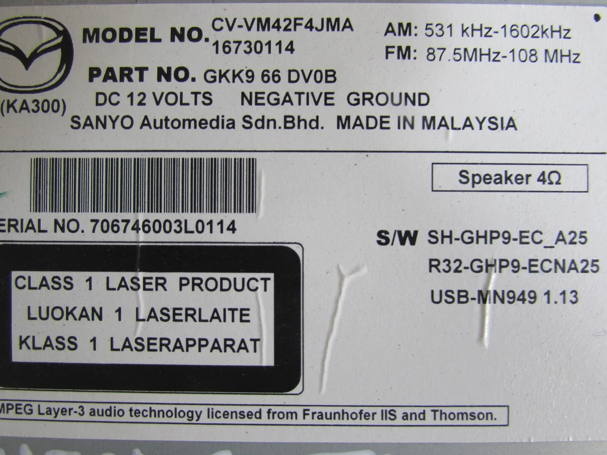 Radio Mazda 6 III CV-VM42F4JMA image 6