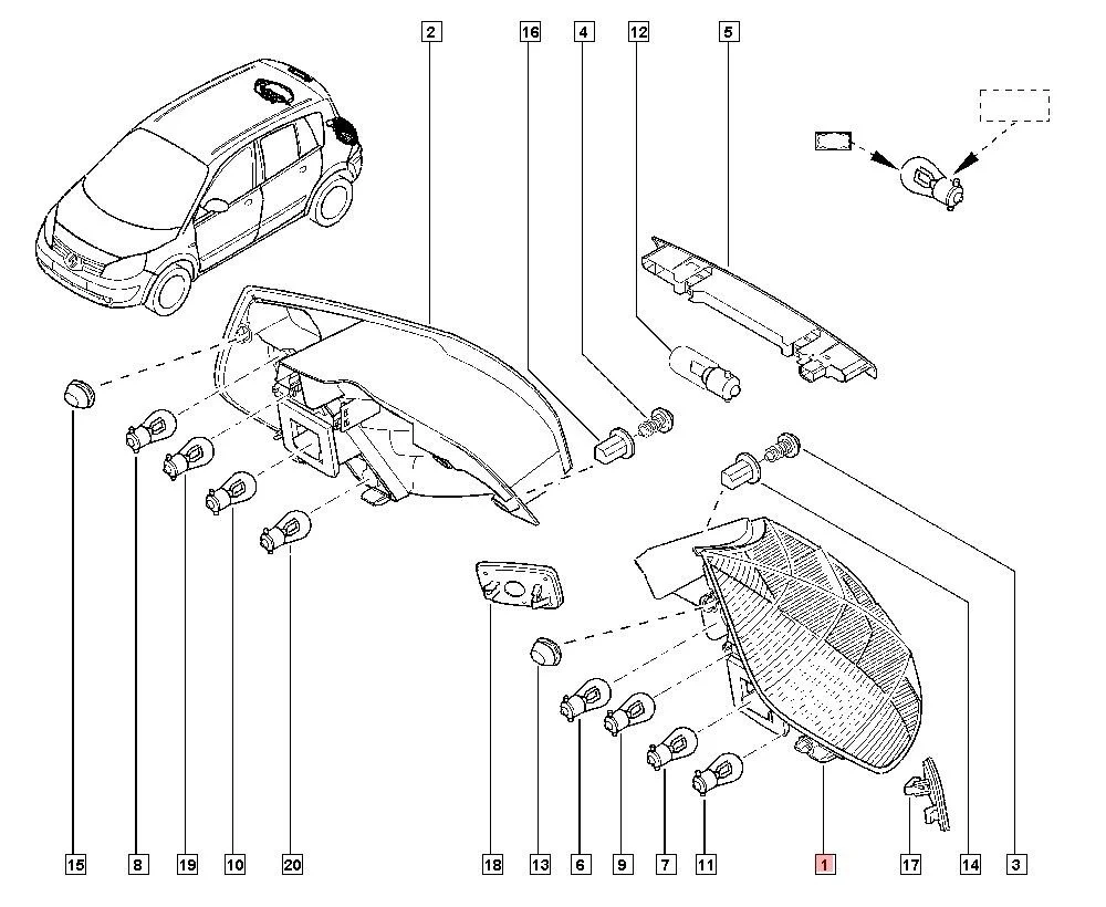 Fanale Posteriore Sinistro Renault Scenic II 8200127704 2SK008659-01-42
