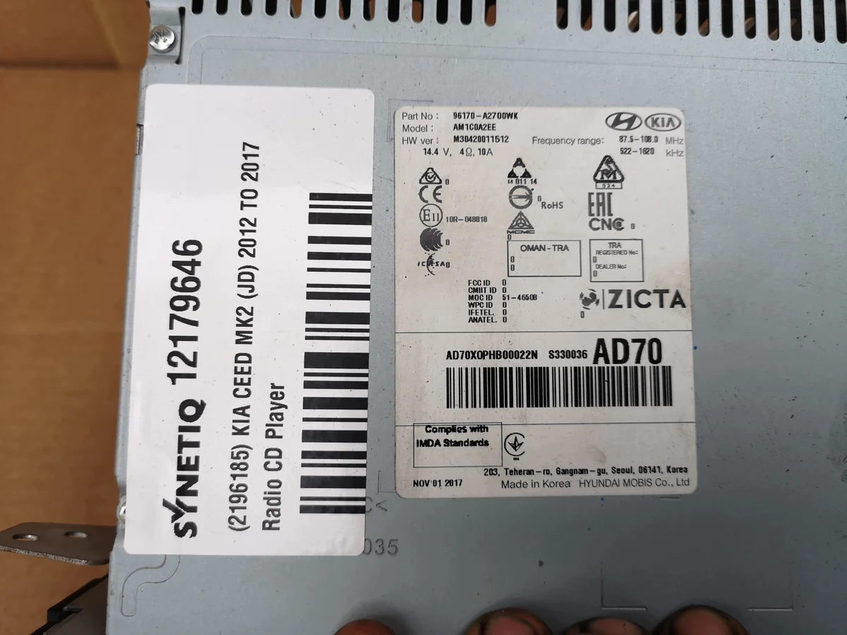 KIA CEED II 96170-A2700WK Autoradio Usato thumbnail 4