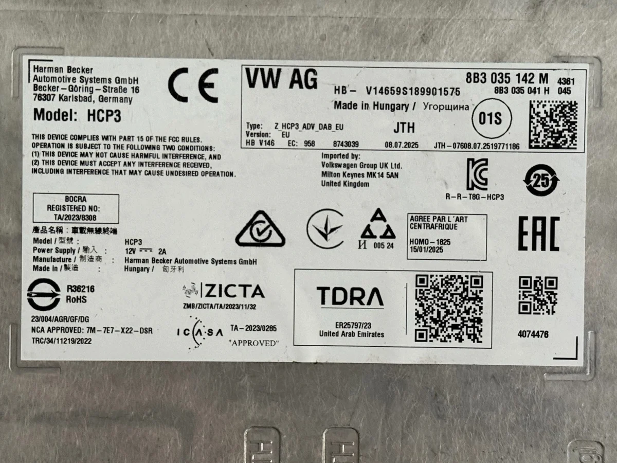 Lecteur Harman Audi A6 C9 8B3035142M CPGROB-6=8B3035142M