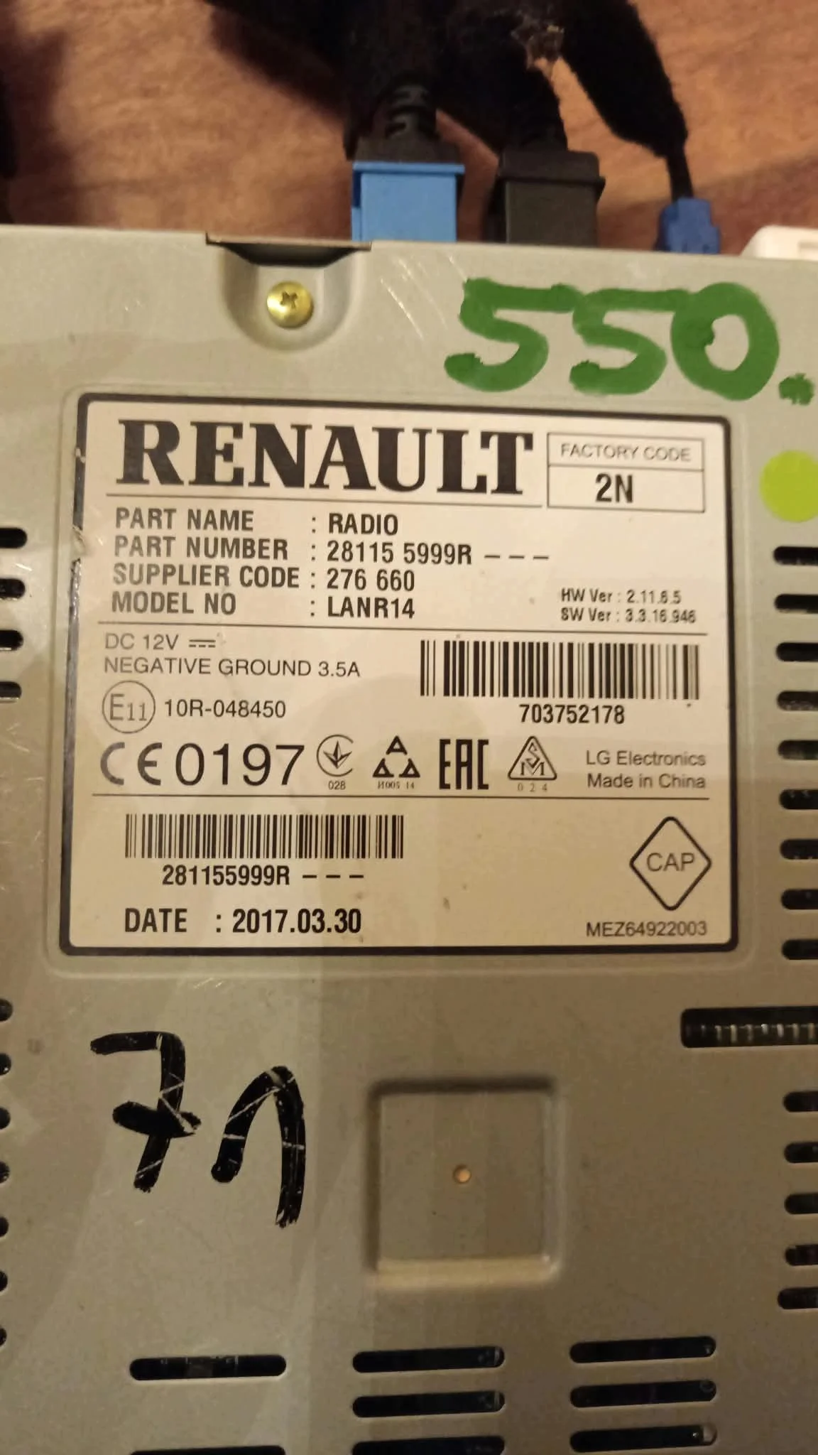 Renault Megane IV Radio Cassette Navigation 281155999R