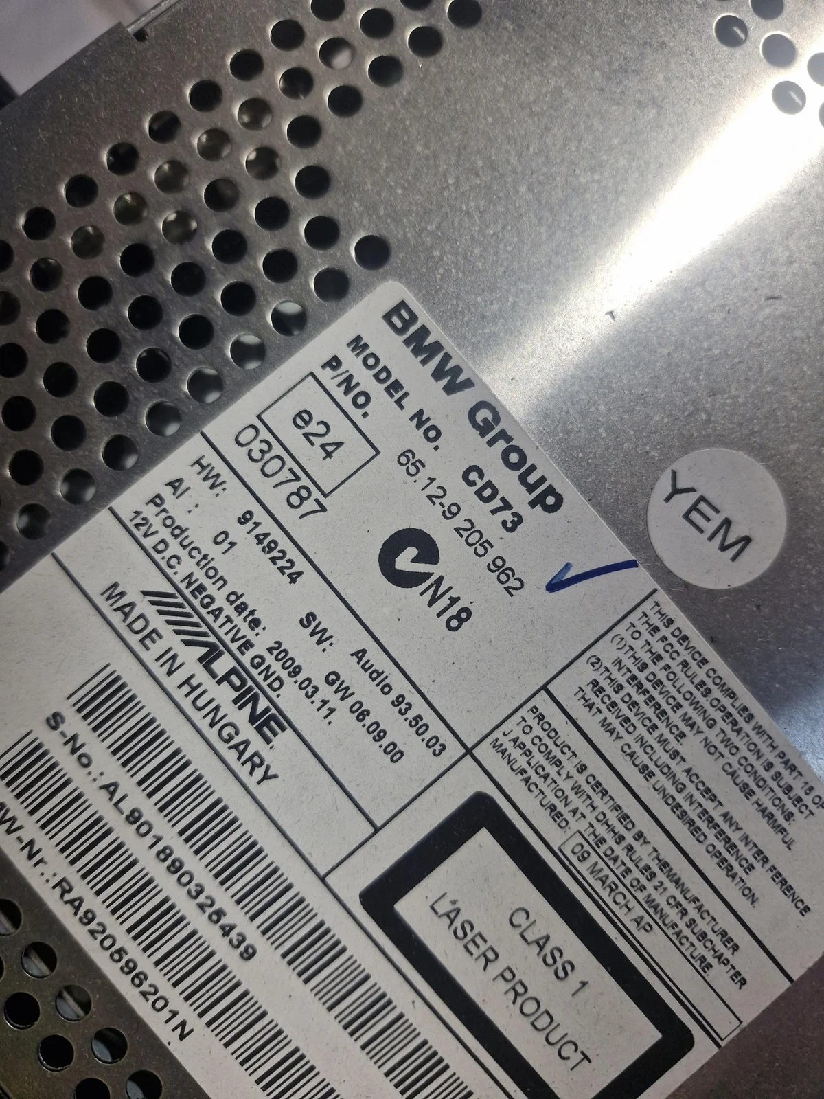 Radio BMW Série 3 E90 9205962