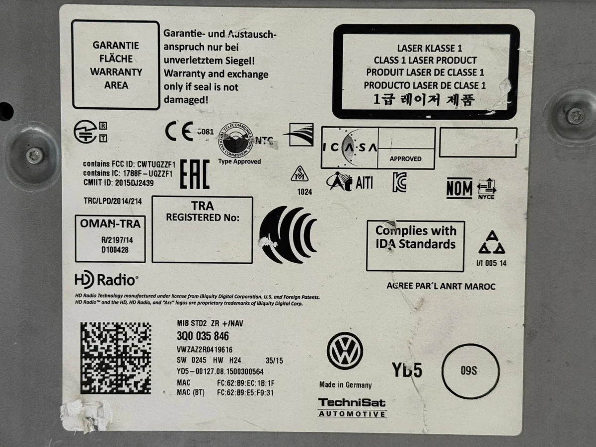 Lecteur MIB2 Radio Navigation VW Passat B8 3Q0035846 CPGROB-8=3Q0035846