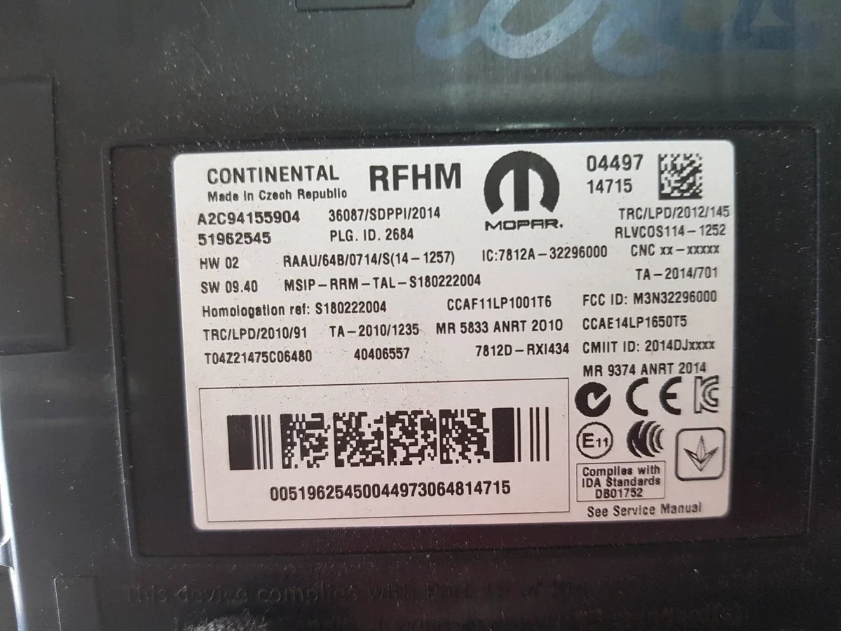 RFHM Control Unit Fiat 500X I51962545I 14-17