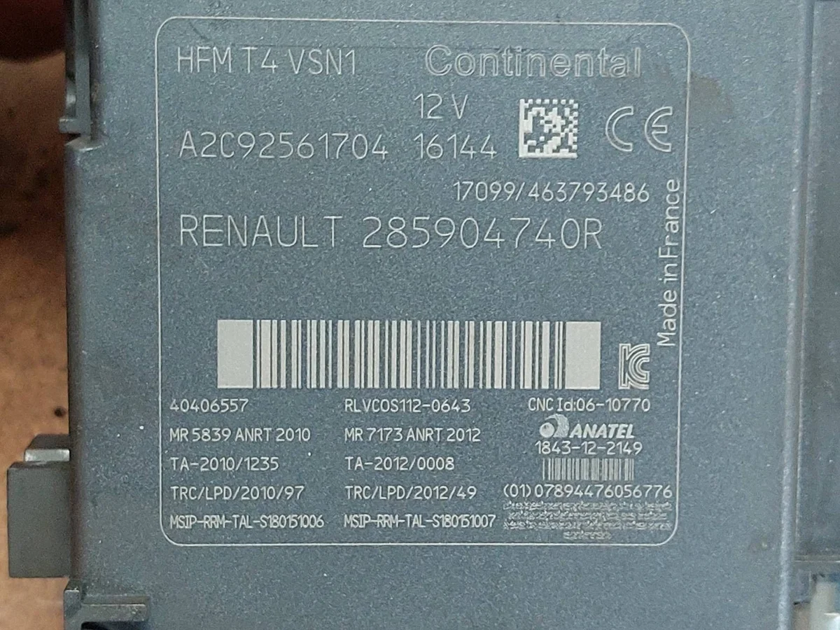 Tändningslås läsare Renault Clio IV A2C92561704